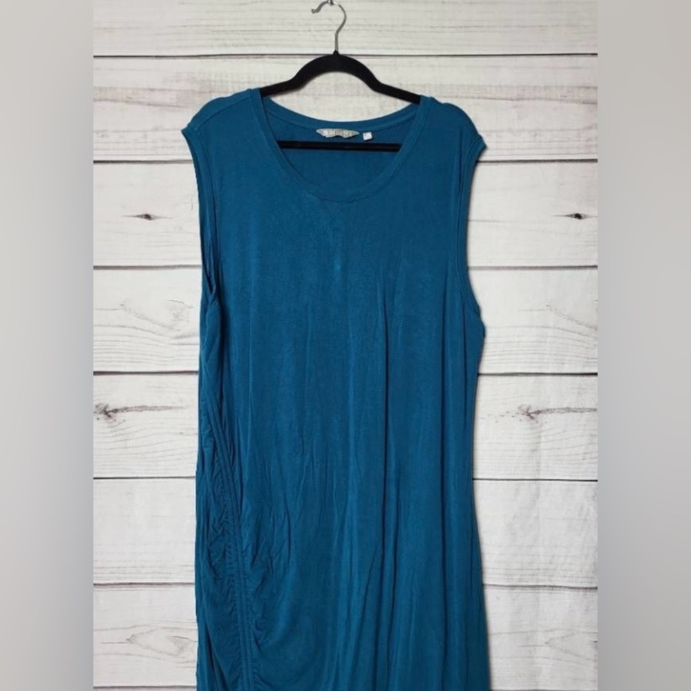 Athleta Blue Sleeveless Ruched T-Shirt Dress Size 2X